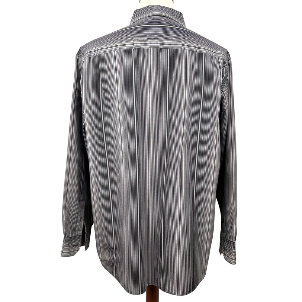 Claiborne Black Gray Pinstripe Button Up Shirt XL - Picture 3 of 6